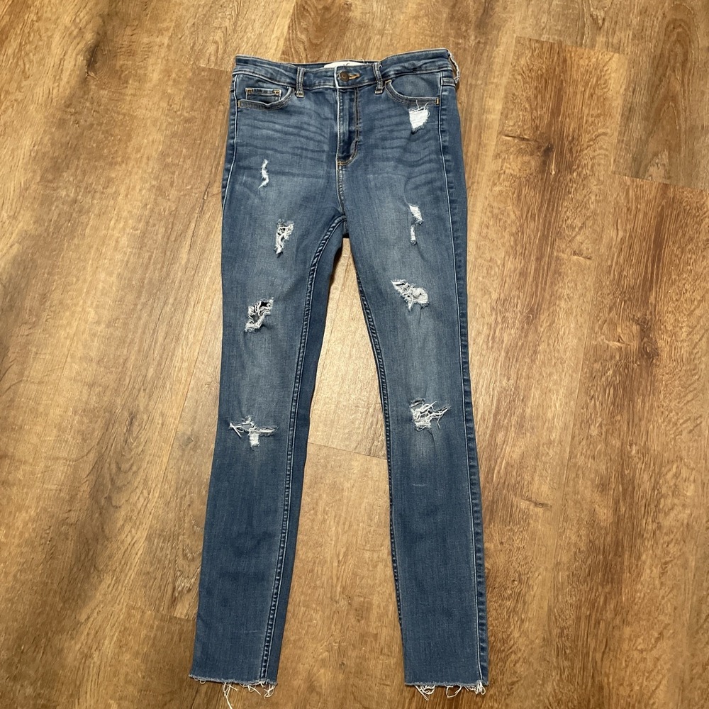 Hollister Jeans Size 3S W26 L28 Womens Super Skinny High Rise Stretch Blue Denim